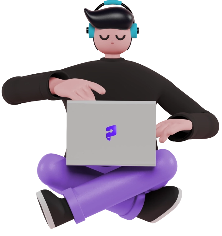 Persona sentada con notebook y auriculares puestos
