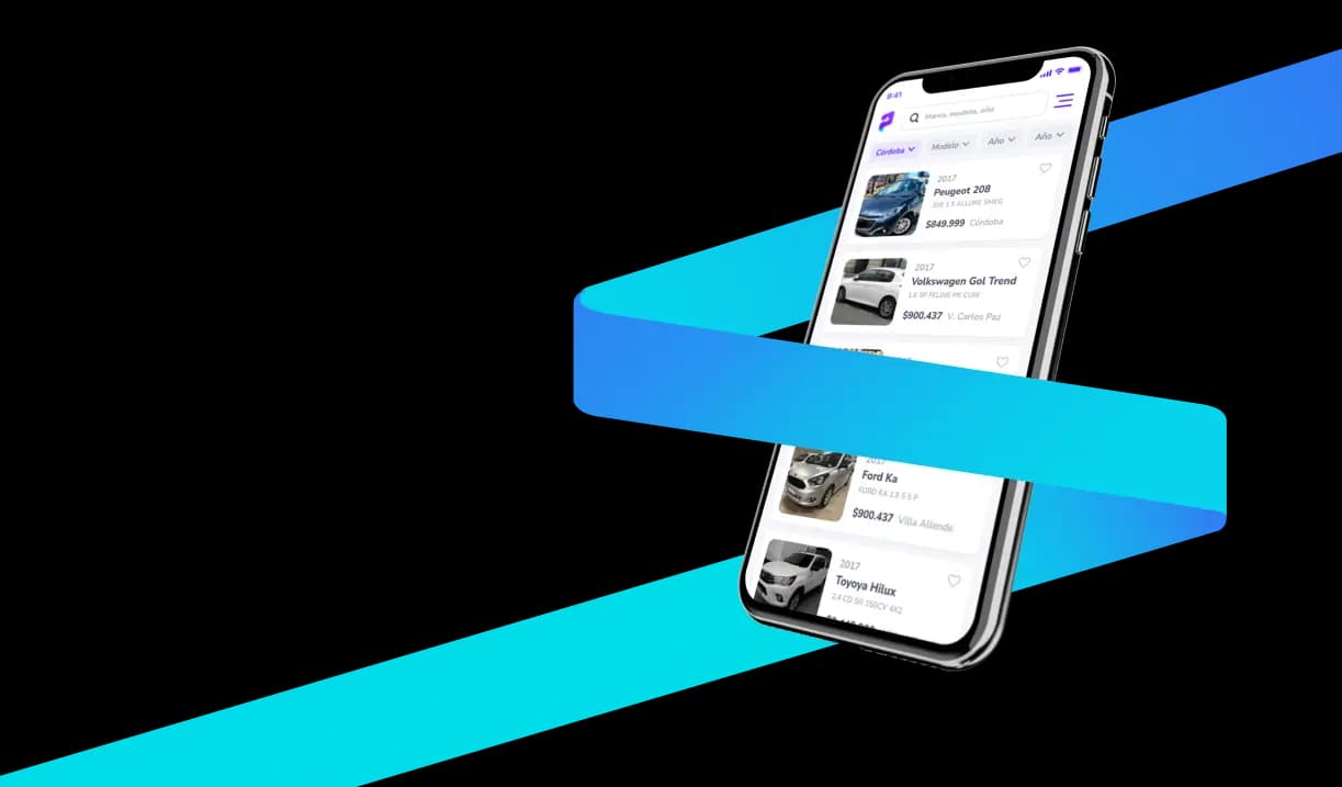 Celular mostrando la aplicación de Prendo