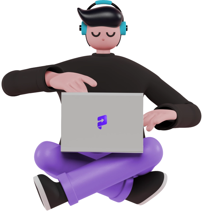 Persona sentada con notebook y auriculares puestos